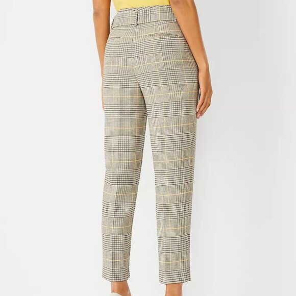 Ann Taylor Petite Belted High Waist Taper Pant in Glen Check - Size 4P NWT - Picture 2 of 5
